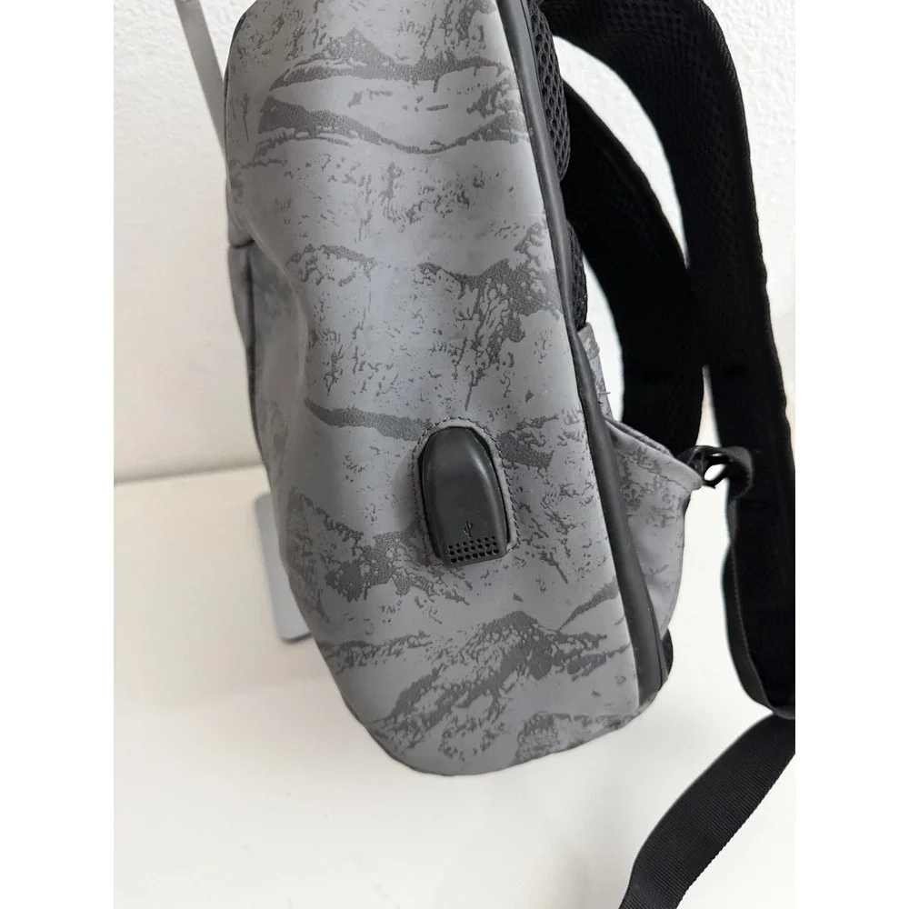 Duchamp London Grey Marble Print Tech Backpack USB Port Laptop Sleeve Mens Bag